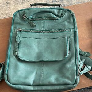 Free People Teal East End Leather Backpack